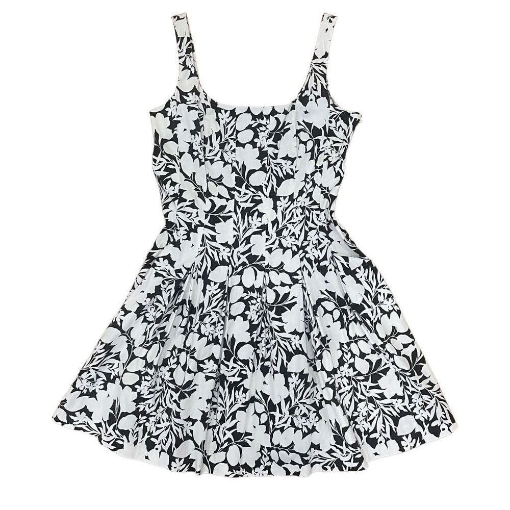 Lauren Ralph‎ Lauren Fit and Flare Floral Square Neck Pleated Mini Dress Size 10